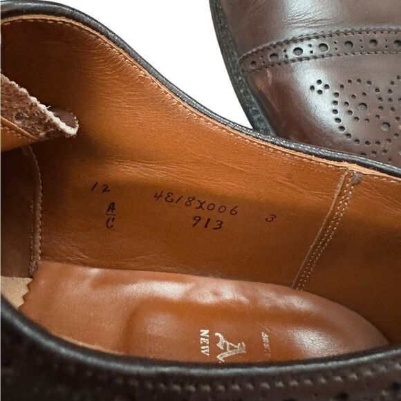 Alden Dress Shoes 913 Straight Tip Inner Vane Color Brown US 12 A/C - Picture 9 of 10